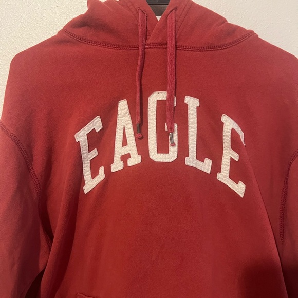 American Eagle Hoodie Mens Red Sweatshirt Pouch Sweater Heavyweight Streetwear L - Picture 3 of 5